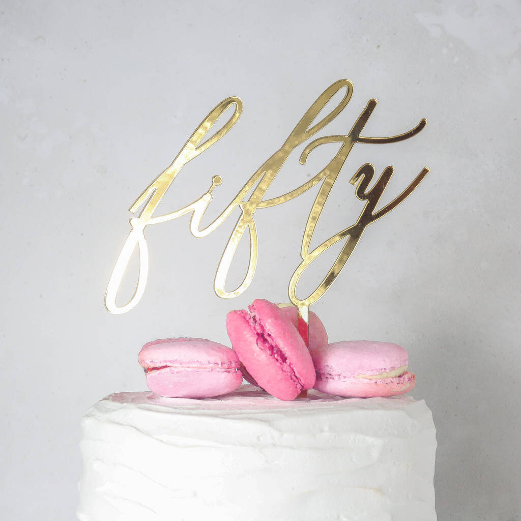 fifty gold cake topper
